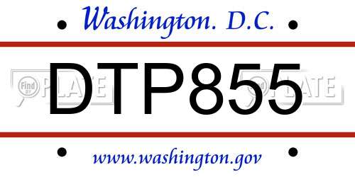 DTP855 District Of Columbia License Plate