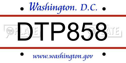 DTP858 District Of Columbia License Plate
