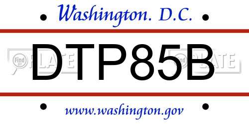 DTP85B District Of Columbia License Plate