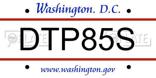 DTP85S District Of Columbia License Plate