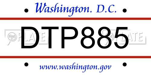 DTP885 District Of Columbia License Plate