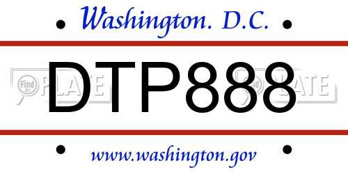 DTP888 District Of Columbia License Plate
