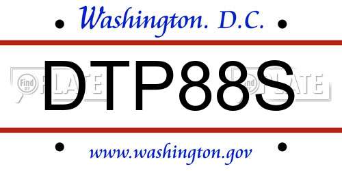 DTP88S District Of Columbia License Plate