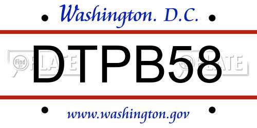 DTPB58 District Of Columbia License Plate