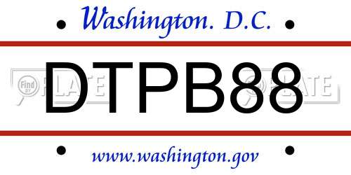 DTPB88 District Of Columbia License Plate
