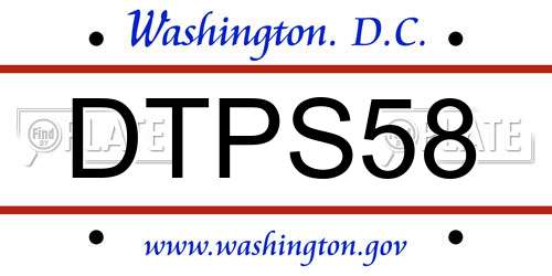 DTPS58 District Of Columbia License Plate