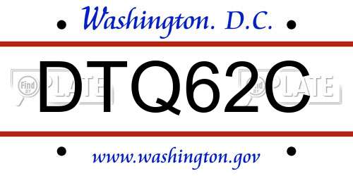 DTQ62C District Of Columbia License Plate