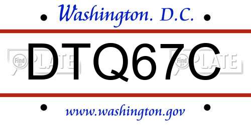 DTQ67C District Of Columbia License Plate