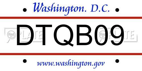 DTQB09 District Of Columbia License Plate