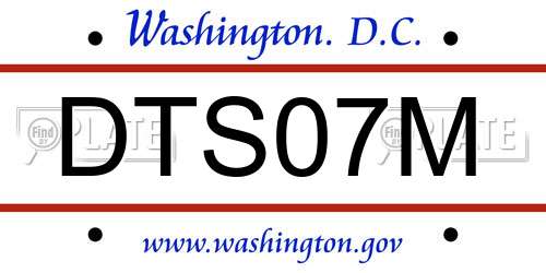 DTS07M District Of Columbia License Plate