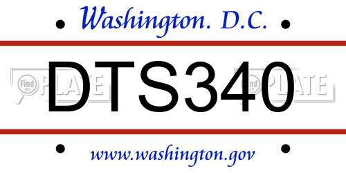 DTS340 District Of Columbia License Plate