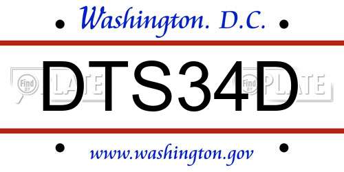 DTS34D District Of Columbia License Plate