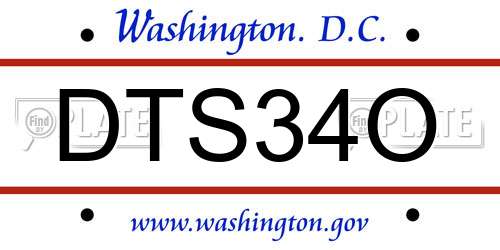DTS34O District Of Columbia License Plate