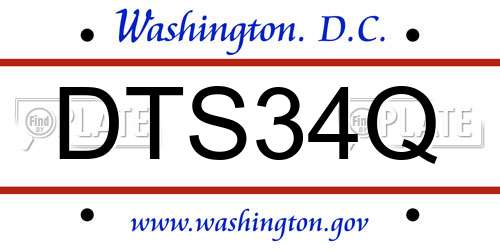 DTS34Q District Of Columbia License Plate
