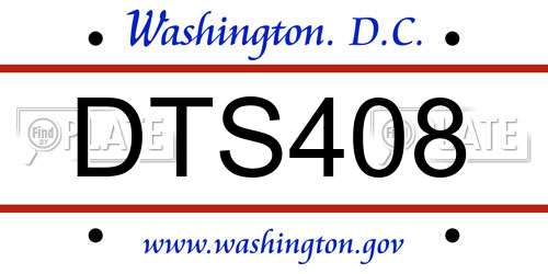 DTS408 District Of Columbia License Plate