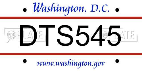 DTS545 District Of Columbia License Plate