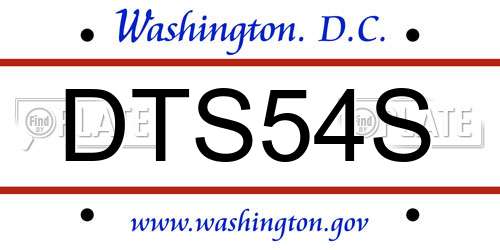 DTS54S District Of Columbia License Plate