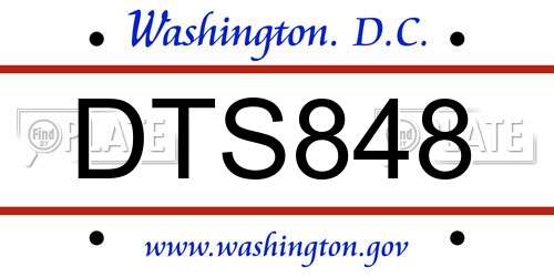 DTS848 District Of Columbia License Plate