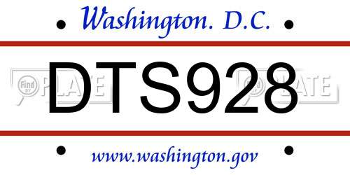 DTS928 District Of Columbia License Plate