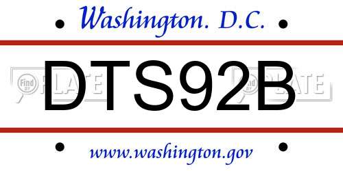 DTS92B District Of Columbia License Plate