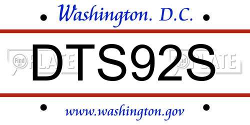 DTS92S District Of Columbia License Plate