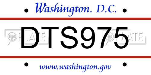 DTS975 District Of Columbia License Plate