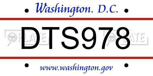 DTS978 District Of Columbia License Plate