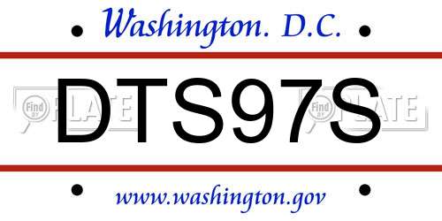 DTS97S District Of Columbia License Plate