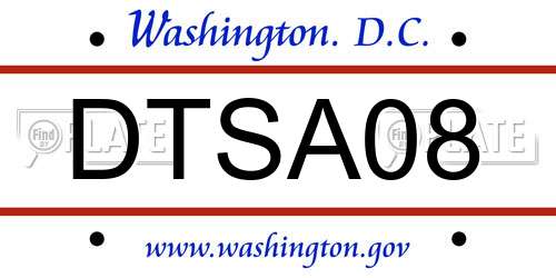 DTSA08 District Of Columbia License Plate