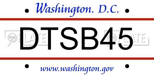 DTSB45 District Of Columbia License Plate