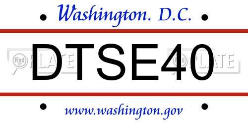 DTSE40 District Of Columbia License Plate