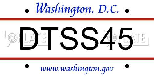 DTSS45 District Of Columbia License Plate