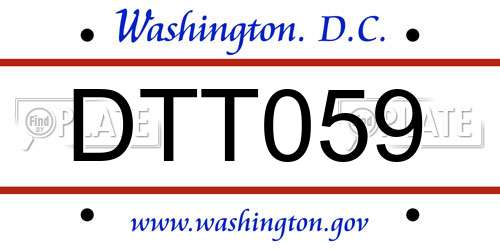 DTT059 District Of Columbia License Plate