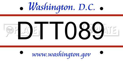 DTT089 District Of Columbia License Plate