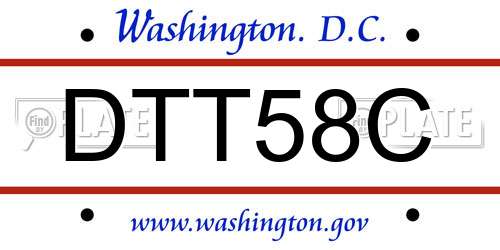 DTT58C District Of Columbia License Plate