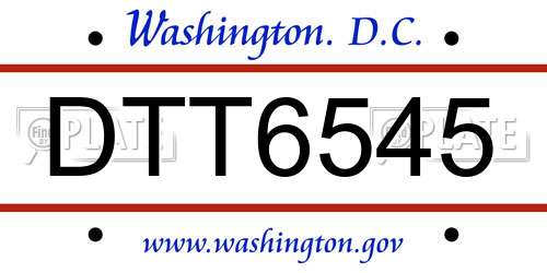 DTT6545 District Of Columbia License Plate