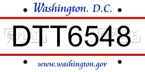 DTT6548 District Of Columbia License Plate