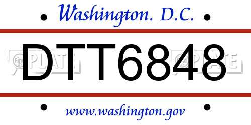 DTT6848 District Of Columbia License Plate
