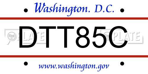DTT85C District Of Columbia License Plate