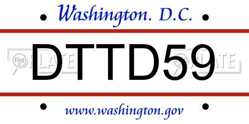 DTTD59 District Of Columbia License Plate