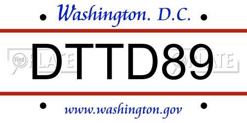DTTD89 District Of Columbia License Plate