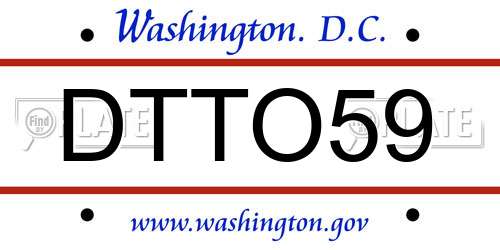DTTO59 District Of Columbia License Plate
