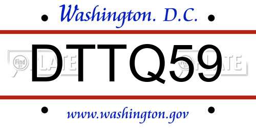 DTTQ59 District Of Columbia License Plate