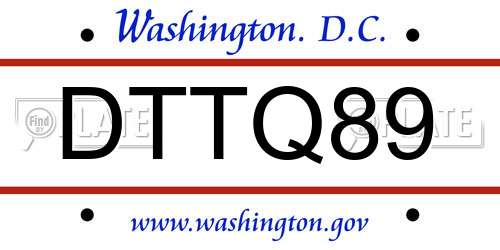DTTQ89 District Of Columbia License Plate