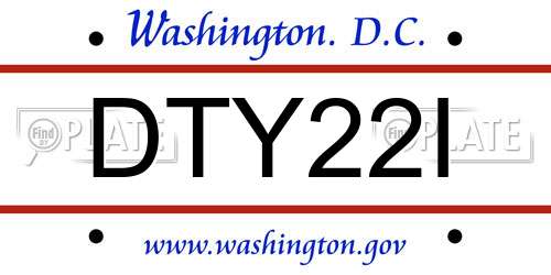 DTY22I District Of Columbia License Plate