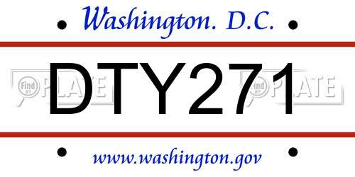 DTY271 District Of Columbia License Plate