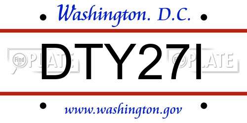 DTY27I District Of Columbia License Plate