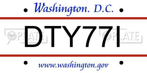 DTY77I District Of Columbia License Plate