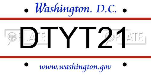 DTYT21 District Of Columbia License Plate