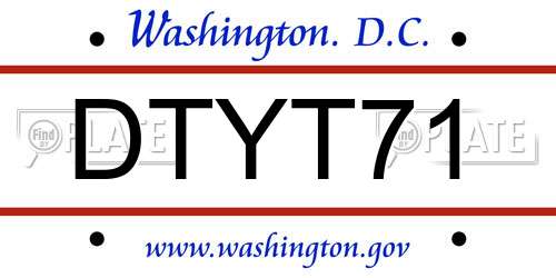 DTYT71 District Of Columbia License Plate